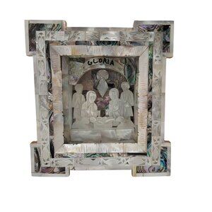 Antique Carved Mother of Pearl Nativity
